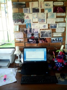Writer Lauri Kubuitsile's desk and workspace