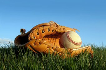 Baseball mitt and ball